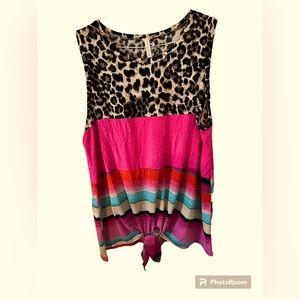Now N Forever leopard front tie sleeveless